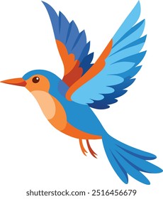 A colorful flying bird vector art illustration