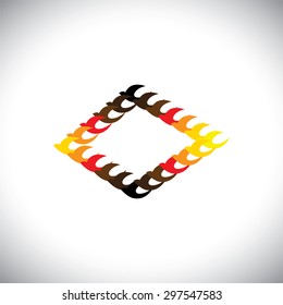 colorful flying birds in square - vector icon. This can also represent team, teamwork, happiness, community