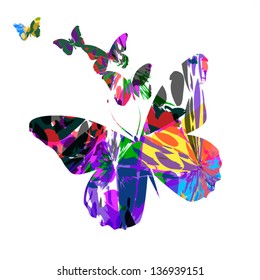 colorful flying butterflies