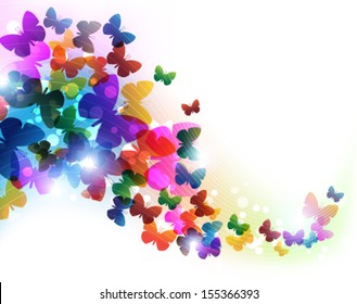 Colorful flying butterflies. Abstract background with place for text 