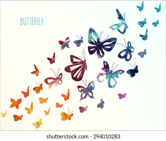 Colorful flying  butterflies background. Vector illustration.
