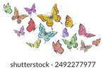 Colorful flying butterflies. Spring and summer insects isolated vector illustration