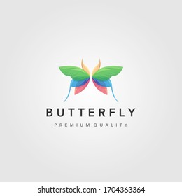 colorful flying butterfly logo vector illustration design