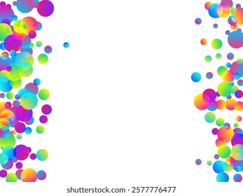 Colorful flying confetti scatter vector background. Rainbow round elements fiesta vector. Surprise burst falling confetti. Holiday celebration decor illustration. Joy particles.