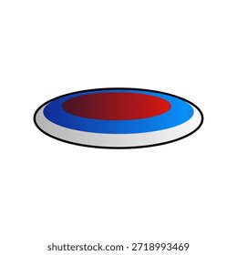Ilustración vectorial de disco volador colorido con diseño rojo y azul, aislado sobre fondo blanco, concepto deportivo y de Ocio.