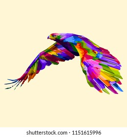 colorful flying eagle on pop art style. vector illustration.