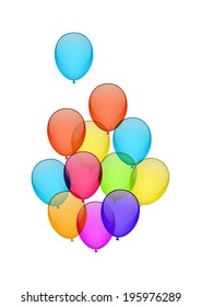 Colorful flying helium balloons isolated on white. EPS10 vector.