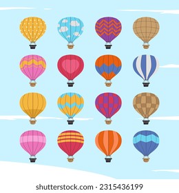 ilustración plana de globo aerostático volador colorido