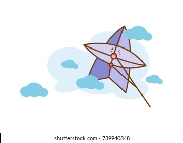 Colorful Flying Kite on Sky Background