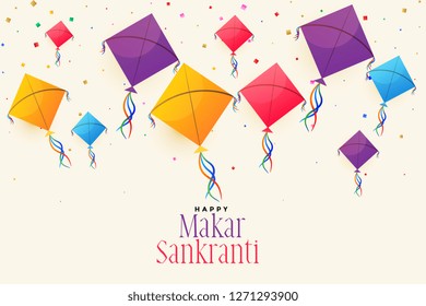 colorful flying kites for makar sankranti festival