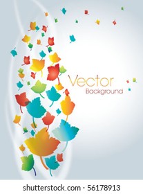 colorful flying leave vector background