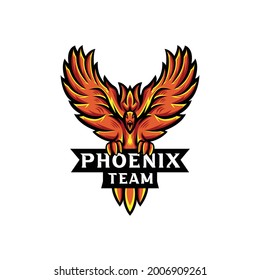 colorful flying phoenix mascot logo vector