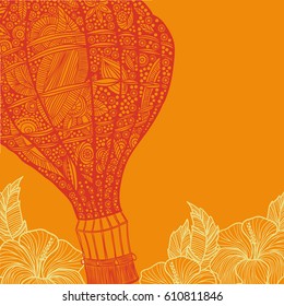 Colorful flying red hot air balloon flower vector image