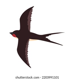 Colorful flying swallows flat illustration. Cartoon birds flock isolated vector illustration. Wildlife and fauna concept