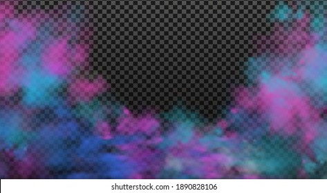 Colorful fog, ink swirling smoke isolated, transparent special effect. Bright vector cloudiness, mist or smog background. 
 Abstract banner paints.Background for banner, card, poster.