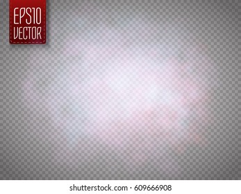 Colorful fog or smoke isolated,  transparent special effect. Bright vector cloudiness, mist or smog background. Vector illustration