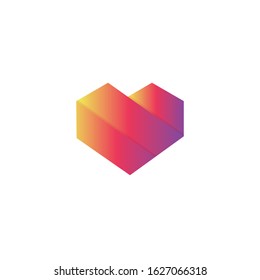Colorful fold love icon and logo design