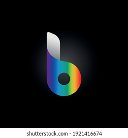 Colorful, folded letter B. Vector symbol