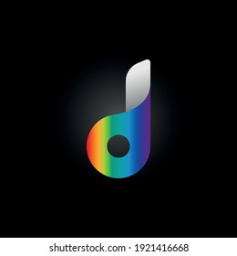 Letra D colorida y doblada. Símbolo de vector