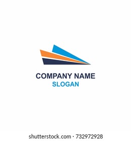 Colorful folded paper plane, simple clean abstract logo.