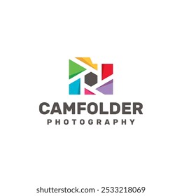 colorful folder camera logo vector