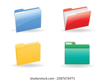 Colorful Folder Icons for Digital File Organization and Media Management  
