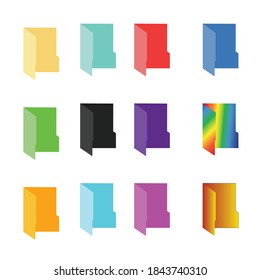 Colorful Folders Icon Set, File Vector, Windows Folder Multi-Colored Rainbow Collection