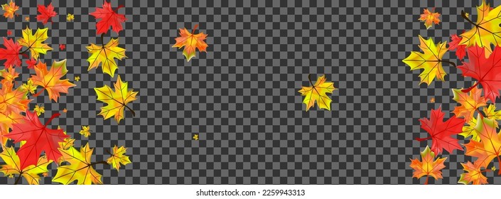 Colorful Foliage Background Transparent Vector. Floral Tree Frame. Brown Paper Plant. Seasonal Leaves Design.