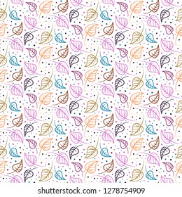 Colorful foliage vector seamless pattern