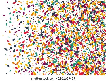 Colorful Foliage Vector White Background. Green Leaf October Texture. Botanical Confetti Design. Yellow Leaf Card.