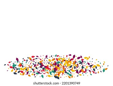 Colorful Foliage Vector White Background. Green Leaf Botany Card. Forest Confetti Template. Bright Leaf Backdrop.