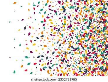 Colorful Foliage Vector White Background. Green Confetti Ecology Set. Tree Leaf Card. Bright Foliage Template.
