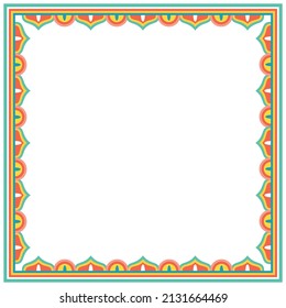 Colorful Folk art frame design illustration motif for holy, boishakh, diwali, puja