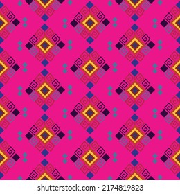 Colorful folk pattern with geometric figures and lines. Mexican texture. Magenta mexican texture.