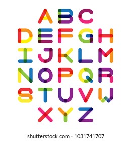 Colorful font and alphabet. Vector alphabet letters. 