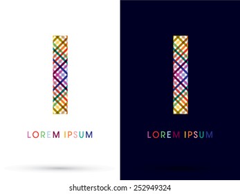 I ,colorful font ,designed using colors line on white and black background, concept wicker,basket ,woven, ribbons,happy,fun,fantasy,logo, symbol, icon, graphic, vector.