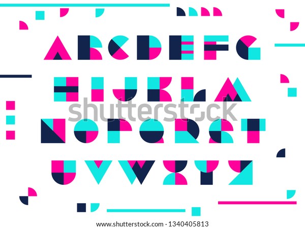 Colorful Font Geometric Overlay Letters Fun Stock Vector (Royalty Free ...