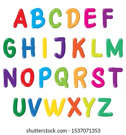 Colorful Font For Kids. Cartoon Style Typeface. Vector Illustration Of An Alphabet Letters.