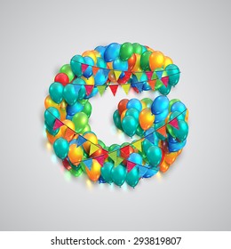 Colorful font made by ballons, vector