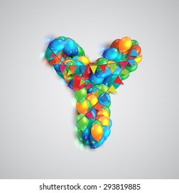 Colorful font made by ballons, vector