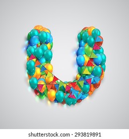 Colorful font made by ballons, vector