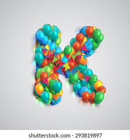 Colorful font made by ballons, vector