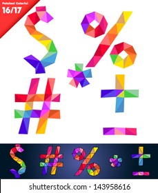 Colorful font of patches. Vector illustration. Symbols 1