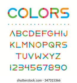 Colorful font. Retro style unique font, with bright colors. Handcrafted vintage font with playful letters. Included all letters and numbers, for creating your own design.