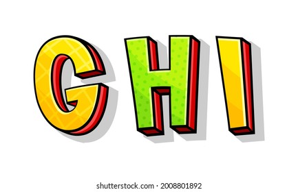 Colorful Font with Volume Letters Isolated on White Background Vector Set