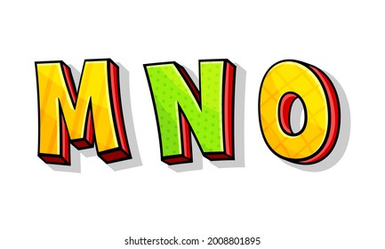 Colorful Font with Volume Letters Isolated on White Background Vector Set