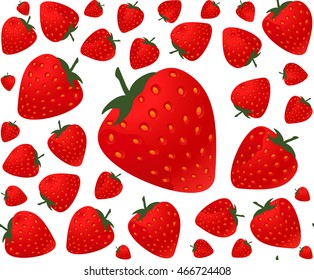 Colorful food and drink vector seamless pattern with strawberries