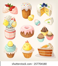 Colorful food for Easter party. Vector