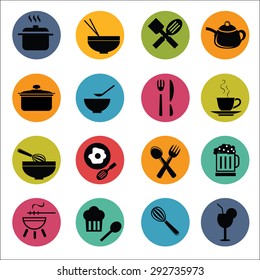 colorful Food icon set vector
