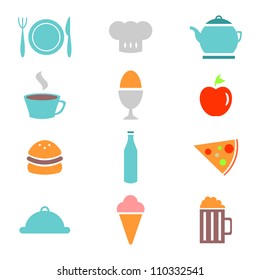 Colorful food icons set